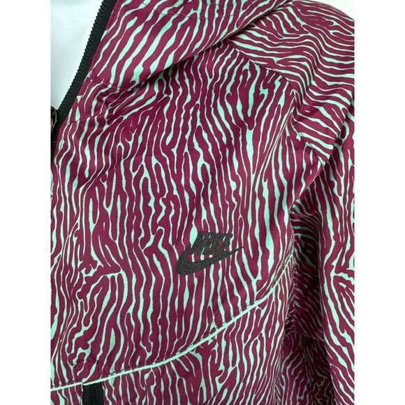 Nike Full Zip Hooded Windrunner Jacket in Purple and Mint Zebra Size L - Picture 4 of 12